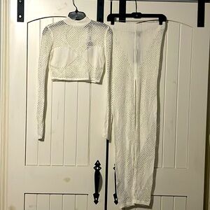 Crochet long sleeve shirt and pant set